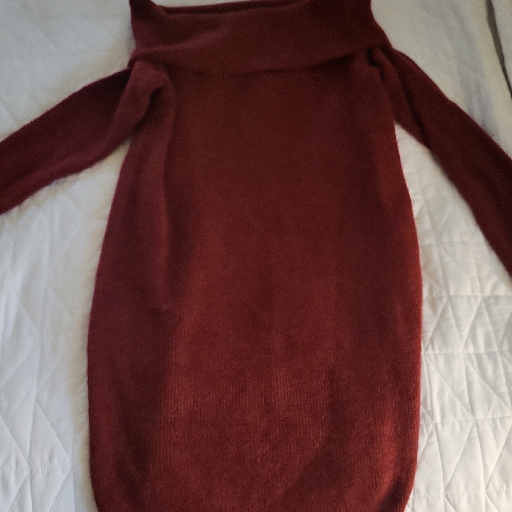 Elegant Red Off-Shoulder Sweater Dress